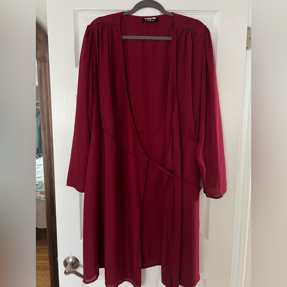 Fashion Union Deep Red Wrap Dress